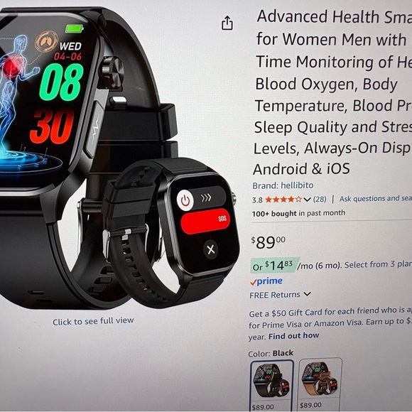 Black Smartwatch with Health Monitoring - Picture 5 of 5